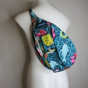 Kavu FLOAT RIOT Rope Sling Bag Blue Fish Pineapple Print